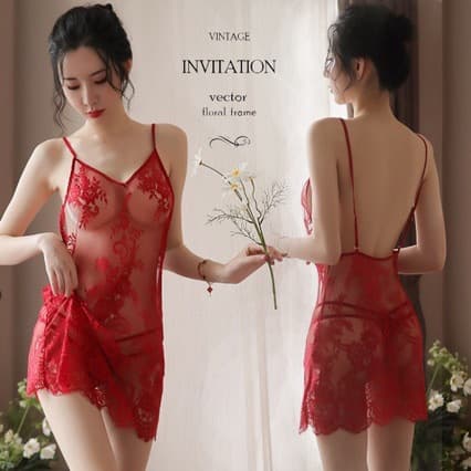 Sexy Lace Lingerie Pure Desire Trimmed Nightgown See-Through Backless Slip Dress Seductive Homewear Set for Women Drop Shipping