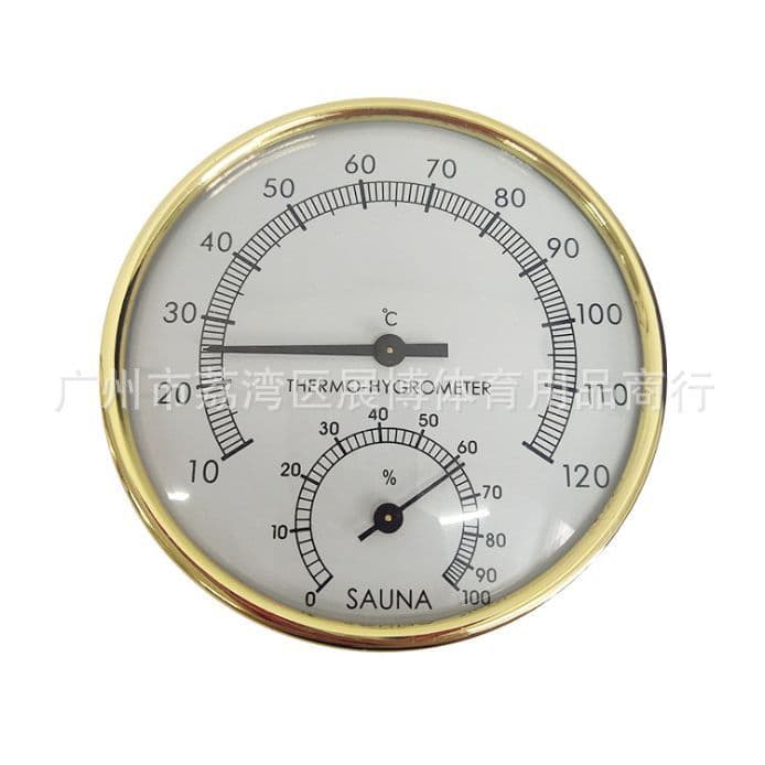 Factory Direct Gold-Trimmed Stainless Steel Wood Single/Dual Thermometer Hygrometer, Sauna Room Steam Room Temperature Control Accessories Timer