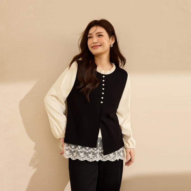 Cannele Style Patchwork Shirt - Xianlixiu Plus Size Women's Top with Youthful Design, New Winter Arrival for Curvy Women