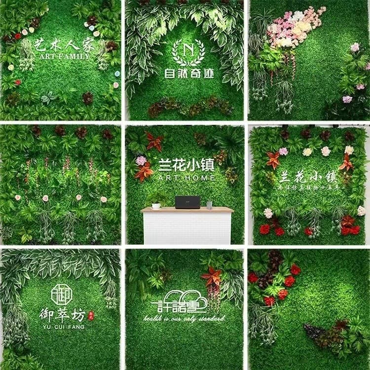 Wholesale Artificial Plant Wall Green Background Plastic Fake Turf Indoor Decoration Plant Wall Flower Wall Milan Grass Sod