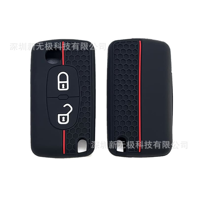 Silicone Key Case for Old Peugeot 408, Peugeot 307/308, Citroen C4/C5 Folding 3-Button Key Cover