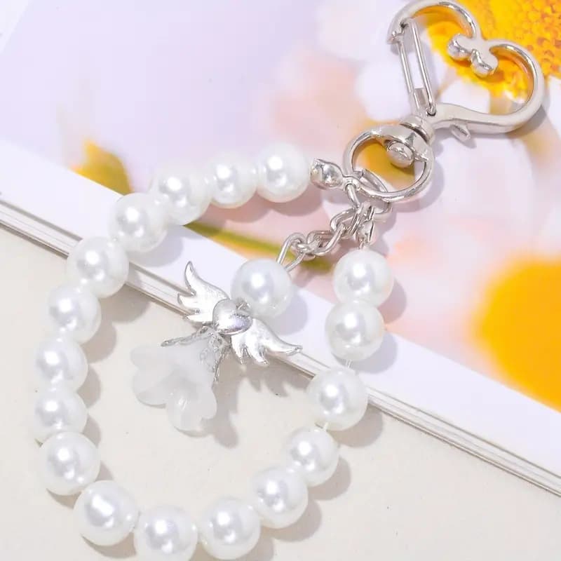 Cross-Border New Style Guardian Angel Keychain Beaded Bracelet Wedding Bride Gift Baby Shower Baptism Souvenir