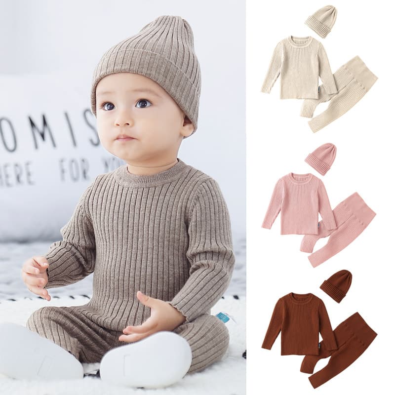 Baby Sweater Set Autumn Winter Newborn Base Layer Infant Knit Top Pullover
