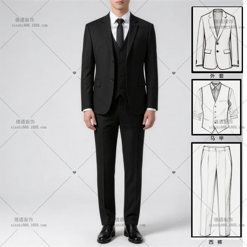 Spring/Autumn Suit Set for Men - Two-Piece Wedding Best Man Suit, Three-Piece Slim Fit Suit