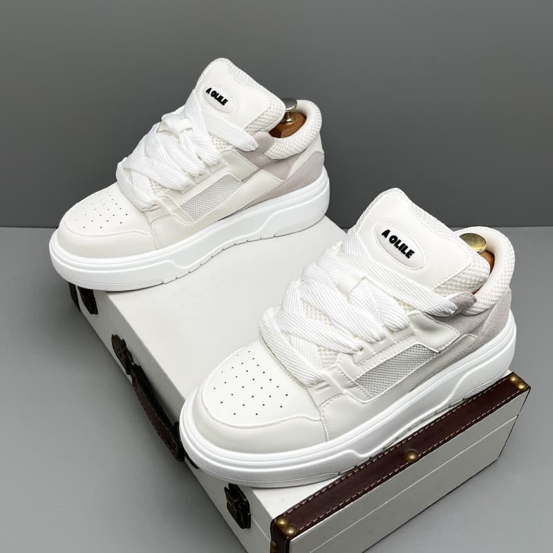 Trendy Men's Shoes Simple Versatile Skate Shoes 2024 Summer New Fashion White Sneakers Thick Sole Heightening Casual Shoes Breathable