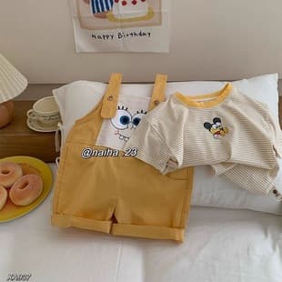 Boys Baby Short Sleeve Summer Set Two-Piece Set Summer New Stylish Cartoon Toddler Children's Overalls Clothes Set