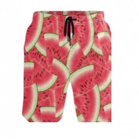 Beach Shorts with Watermelon Print, Hawaiian Swimwear, Men's 3D Fruit Print, Surfing Trunks Vacation Swimwear