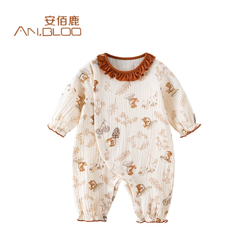 Pure Cotton Gauze Baby Clothes Spring Autumn Summer Baby Romper Air Conditioned Room Baby Long Sleeve Har Shirt Crawling Suit