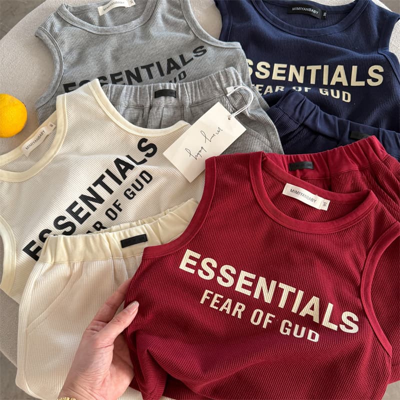 Kids Vest and Shorts Set Letter Print Boys Summer Outfit Two-Piece Korean Style Baby Thin Clothes Drop Shipping