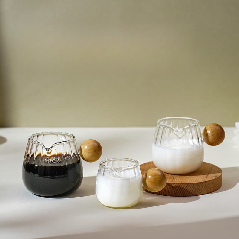 Concentrated Latte Coffee Milk Can Extraction Measuring Cup High Temperature Resistant Italian Coffee Small Milk Pitcher Round Handle Milk Pot Coffee Pot