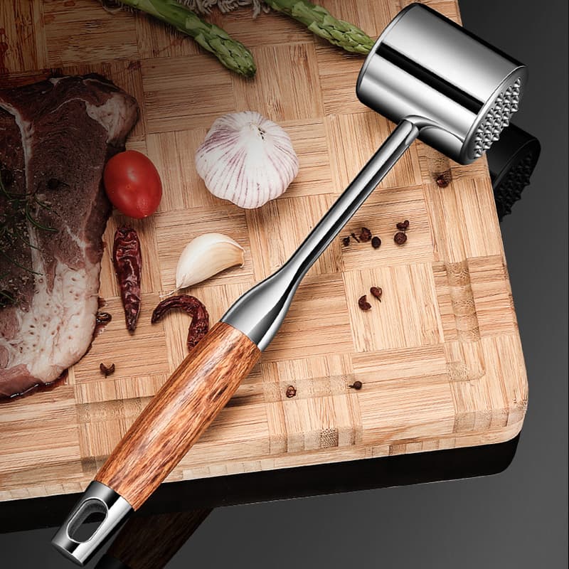 Rosewood 304 stainless steel meat tenderizer, household steak hammer, dual-purpose kitchen tenderizing and fiber breaking tool