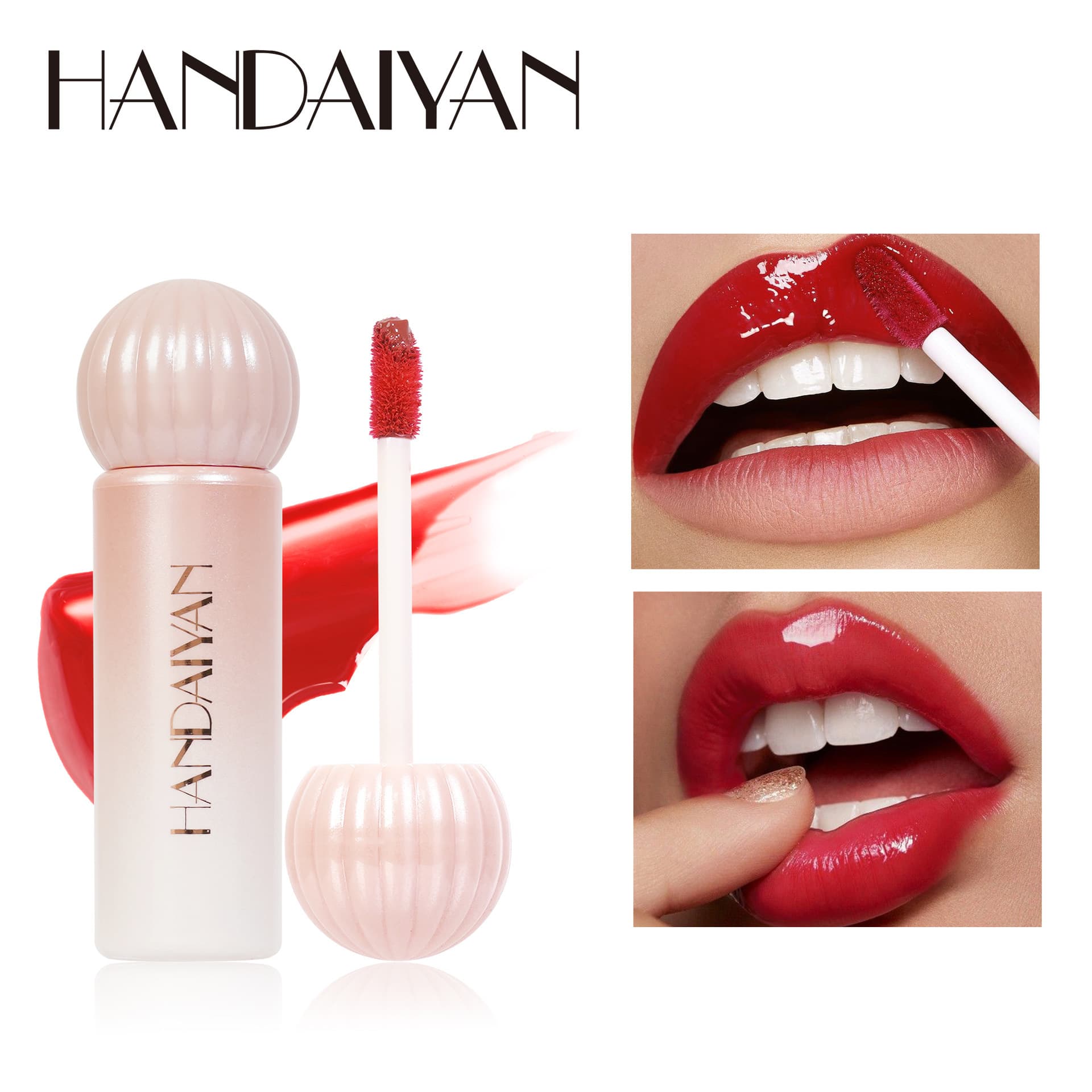 HANDAIYAN easy-to-color, moisturizing and long-lasting mirror dyed lip liquid lipstick water silky dyed lip gloss lip glaze