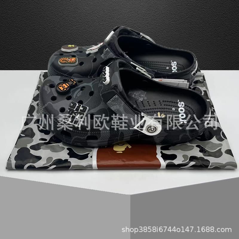 Cross Bep camouflage ape-man clogs, casual shoes, men's summer non-slip sandals/slippers with tags.