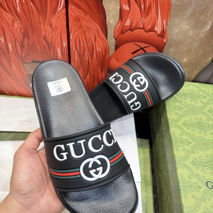 Hot-Selling Foreign Trade G-Brand Flat Slippers, Fashionable Couple Slippers, Large Size Outdoor Sandals, Beach Shoes, Home Shoes