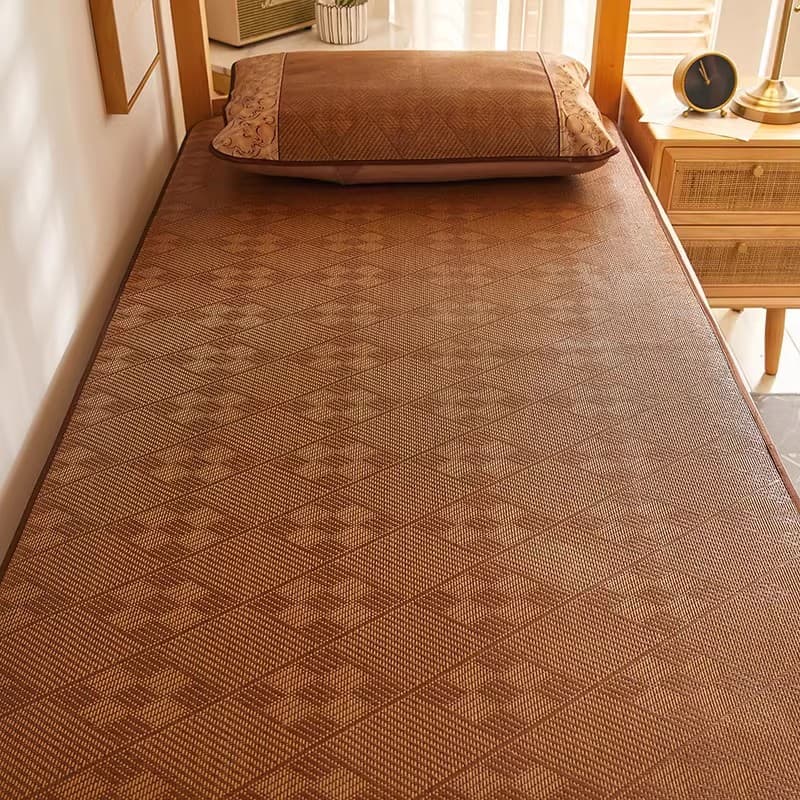 Factory wholesale mugwort rattan mat bedding summer household ice silk cool mat three-piece set single double dormitory mat