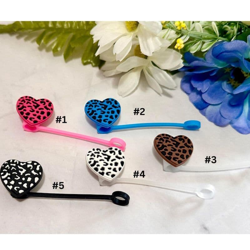 Heart shaped straw top cup accessory with lid fits 7-8mm straws Cute heart shaped straw top straw cover for hers