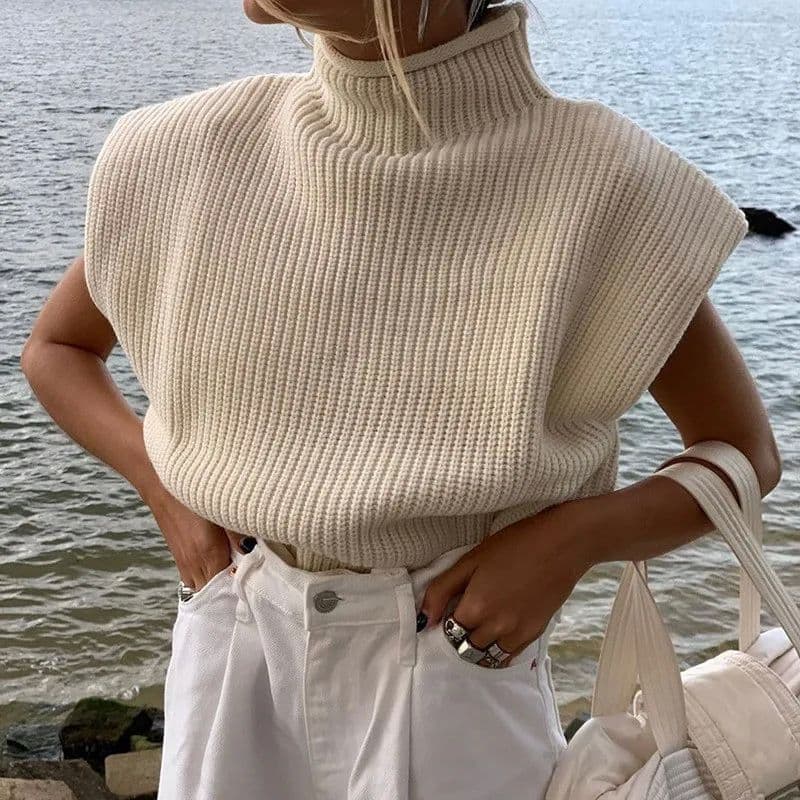 High neck loose short sleeved top for women