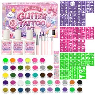 Deer Girl Loose Powder Tattoo Kit Glow in the Dark Diamond Glitter Tattoo Set Holiday Gift Party Gathering Cross-border