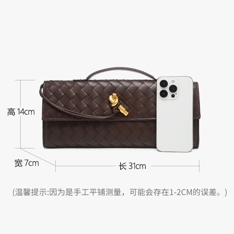 Handwoven Bag High-End Soft Leather Lock Evening Bag Vintage Baguette Bag Long Pin Clasp Bag Factory Wholesale