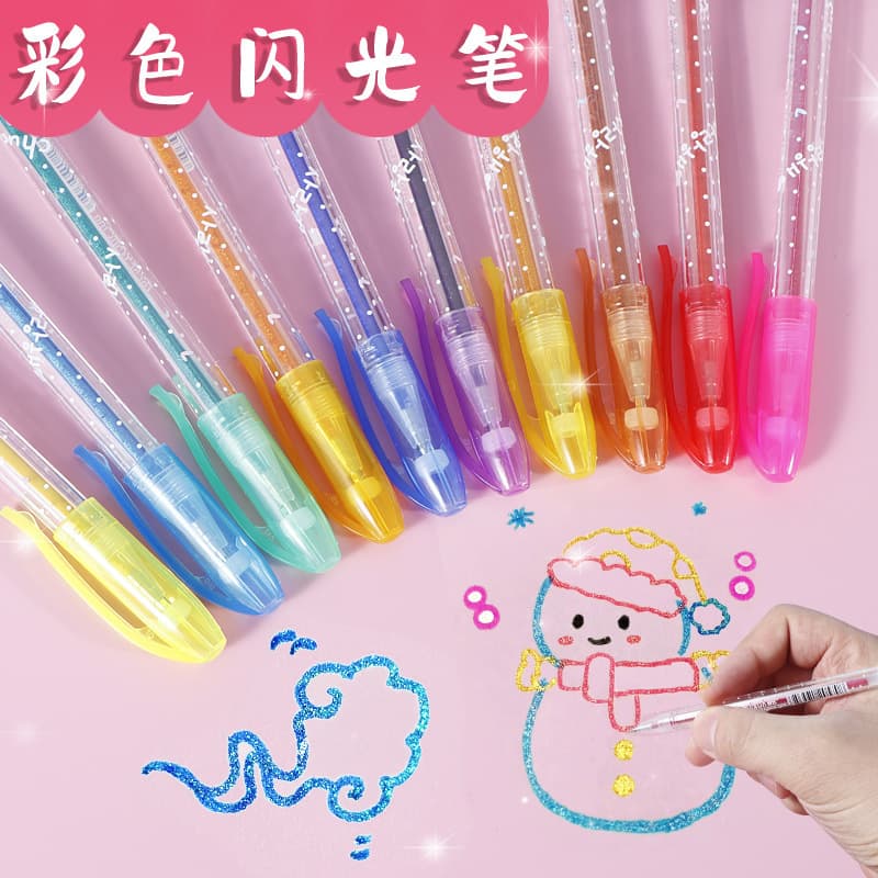 Glitter Gel Pen Set for Highlighting and Drawing, Sparkle Pens for Student DIY Journaling, Colored Glitter Gel Pens