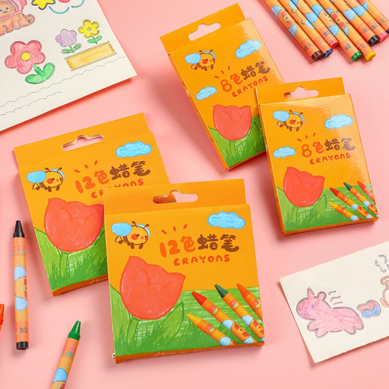 Cute tulip crayon children's non-dirty hands kindergarten art supplies 8 colors 12 colors oil pastels painting brushes