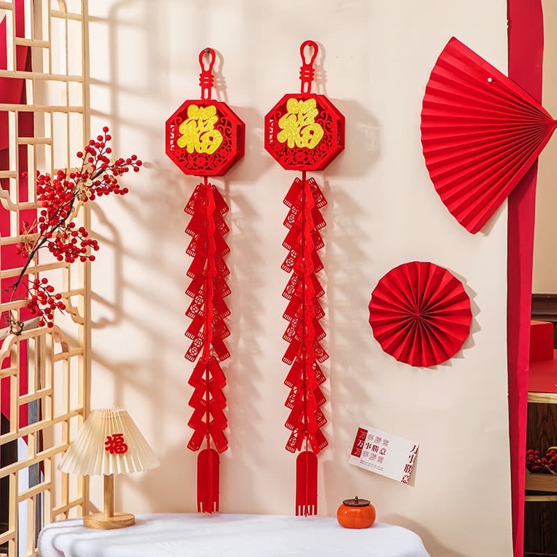 Fu Character Firecracker Hangers, 2026 Horse Year New Living Room Entrance Decor for Festive Atmosphere