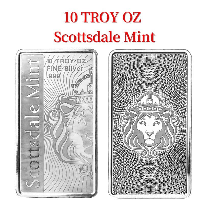 Foreign Trade United States 10 oz Lion Silver Bar Scottsdale Silver Bar Commemorative Coin Zinc Alloy Silver-plated Commemorative Coin
