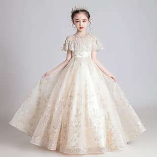 Children's Formal Dress 2026 New Style Girls' Tulle Princess Flower Girl Wedding Dress for Hosts and Piano Performances