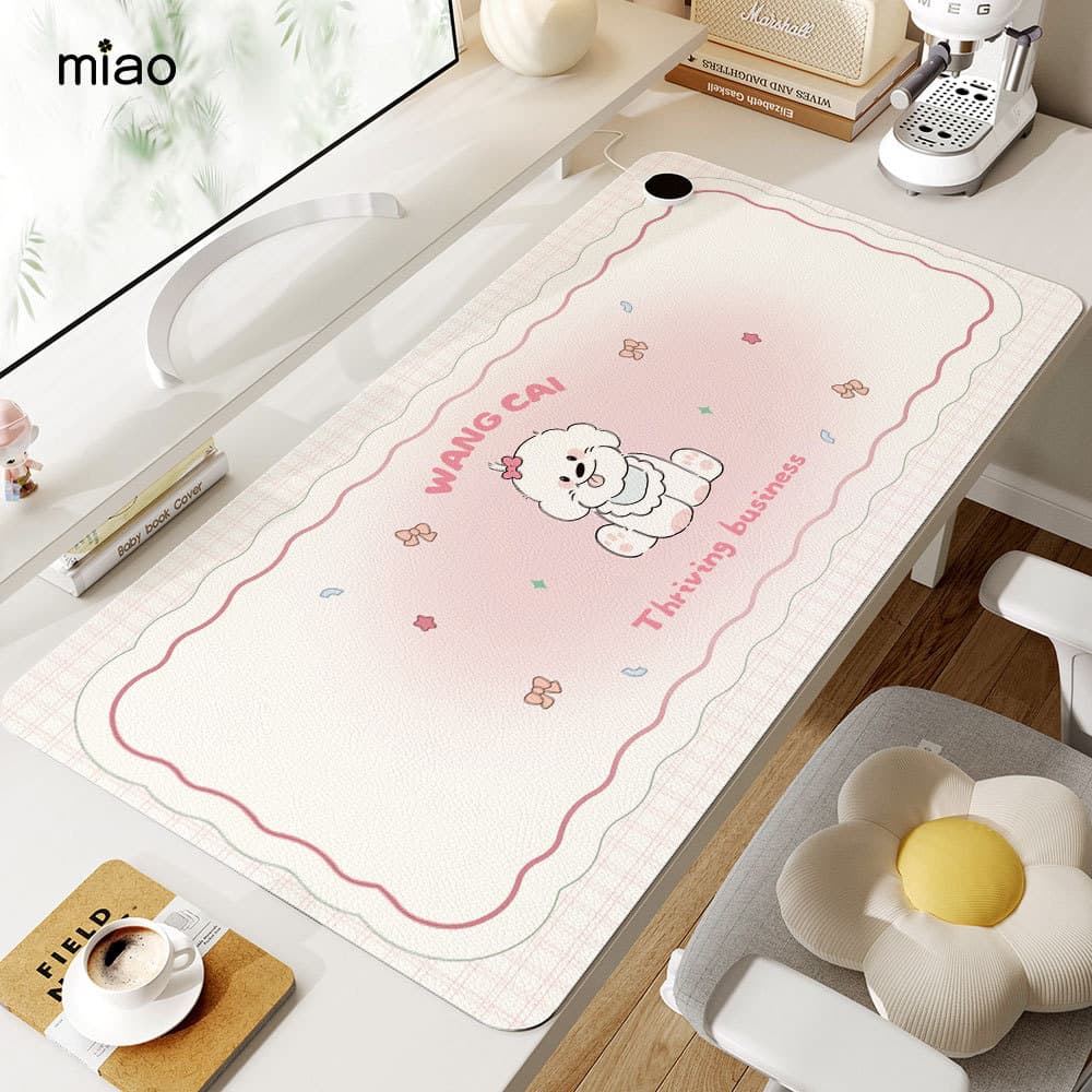 Cartoon Heating Mouse Pad, Winter Office Workspace for Women, Hand Warmer Desk Mat, Oversized Keyboard Heating Desk Pad