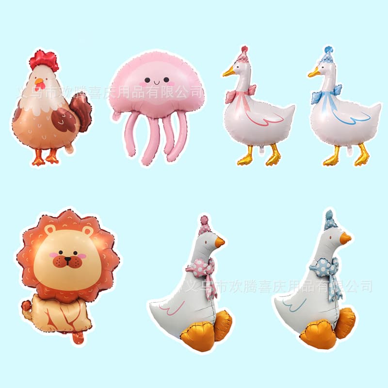 New matte animal balloon, cute lion, cat, big rooster, farm, duck, goose, cartoon aluminum film balloon