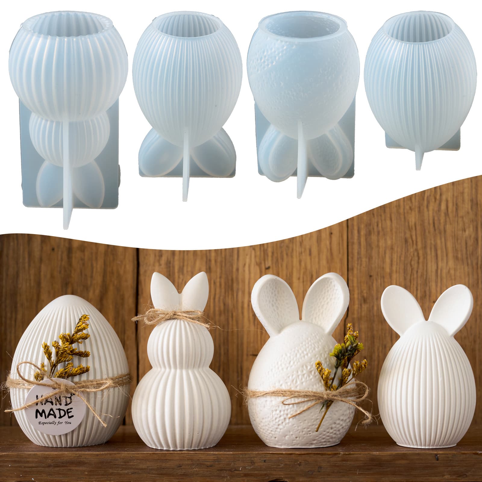 Cross-border Easter Egg Mold Rabbit Aromatherapy Candle Gypsum Ornament Silicone Mold
