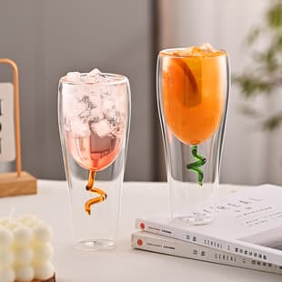 Valentine's Day Romantic Rose Couple Red Wine Glasses, Borosilicate Glass Creative Stemware Cocktail Glass Champagne Glass
