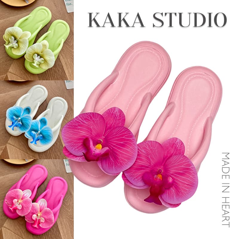 Summer Dopamine Fairy Style Beach Sandals, Internet Celebrity Butterfly Orchid Flip Flops, Vacation Toe Separator Slippers
