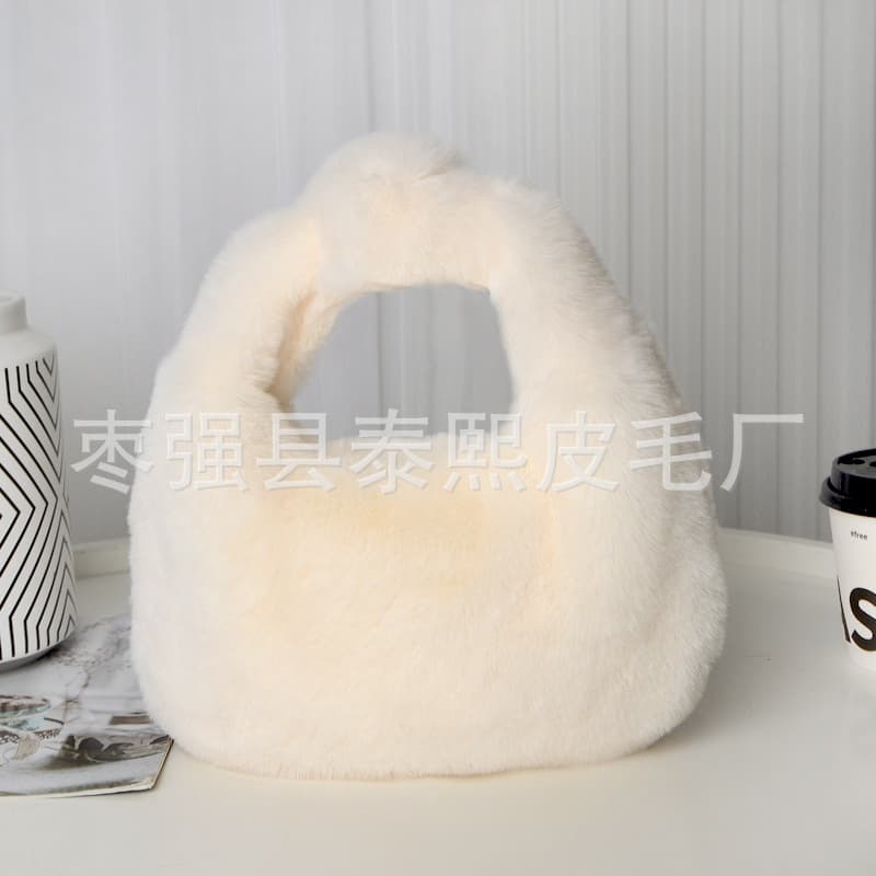Wholesale simple autumn and winter faux rabbit fur underarm dumpling bag, women's bag, fashionable handbag, large capacity crossbody bag, plush bag.