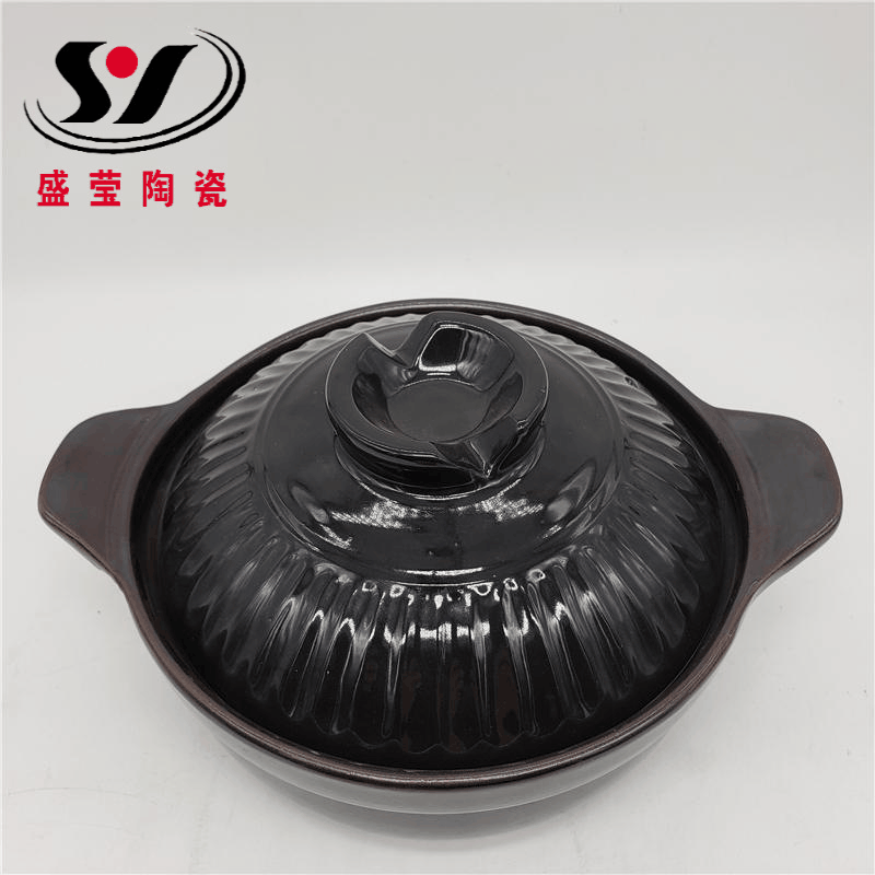 Export-style with lid, original single ear dry-heat resistant milk pot, ceramic sand pot for soup and porridge, open flame and water-bath stewing, red clay