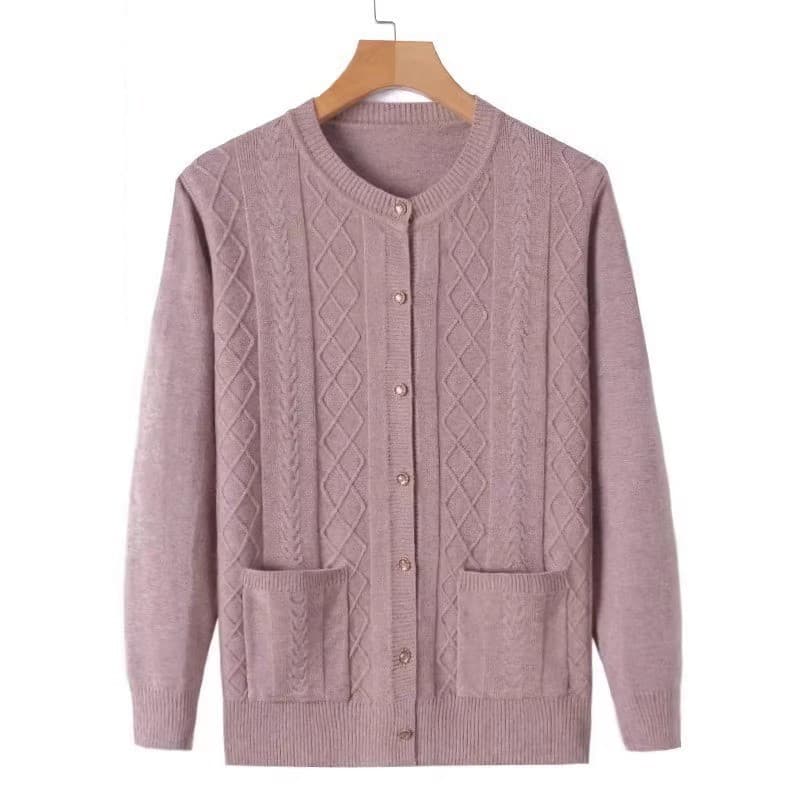 Factory Direct Knit Cardigan for Women Ages 40-50, Grandma Sweater for Autumn and Winter, Middle-aged Mother Spring and Autumn Wear