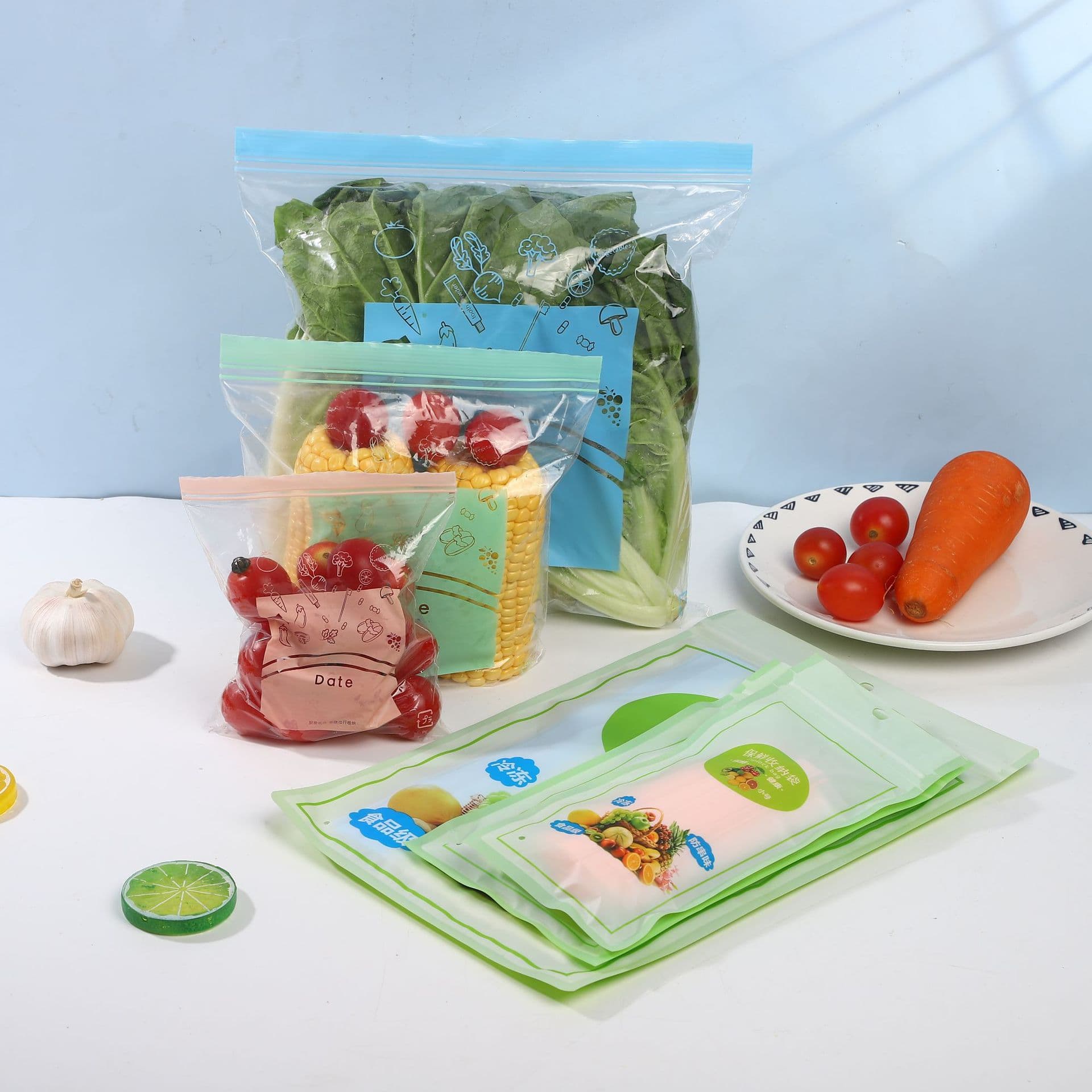 Food Freshness Sealed Bags Household Transparent Food Bags Double Strip Ziplock Bags Thickened Bags for Food Sealing