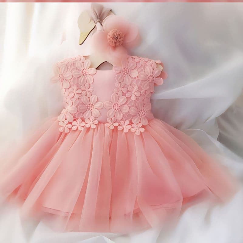 Spring and Autumn Girls Flower Girl Birthday Dress, Children's Birthday Full Moon Soft Tulle Princess Dress, Baby Dress