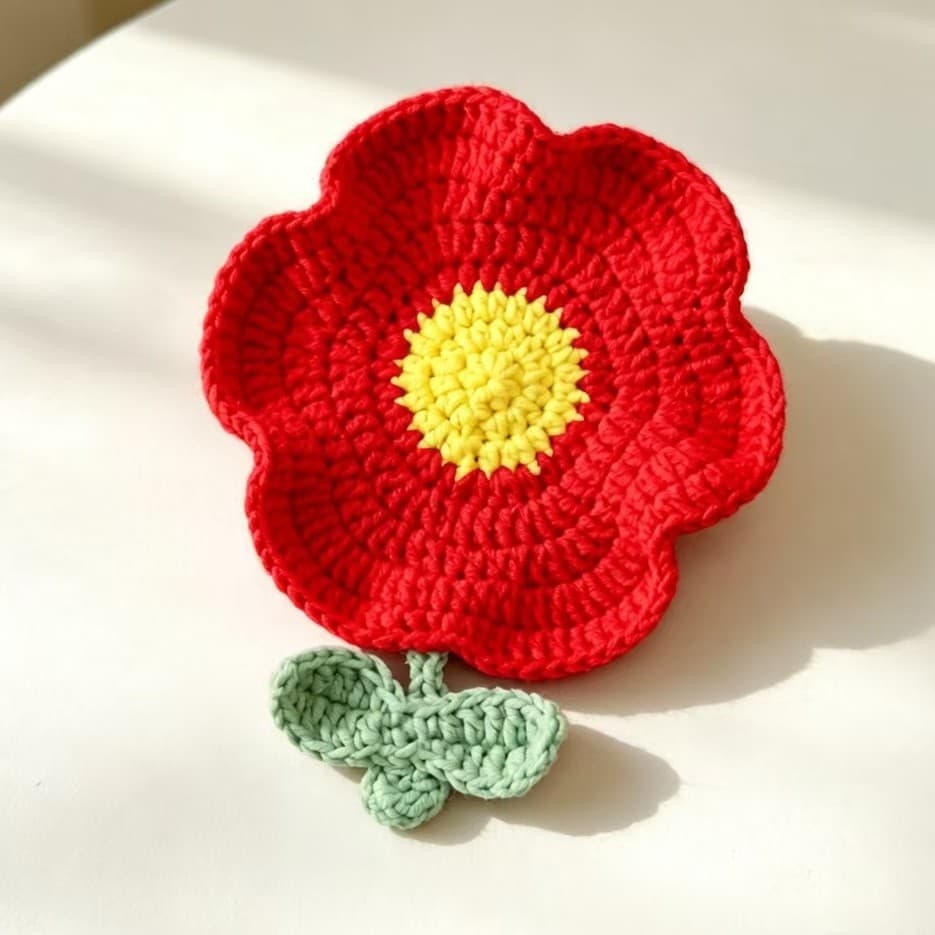 Teacher's Day Gift for Teacher Handmade Crochet Cup Coaster Ins Style Flower Heat Insulation Mat Placemat Creative Gift Cross-border