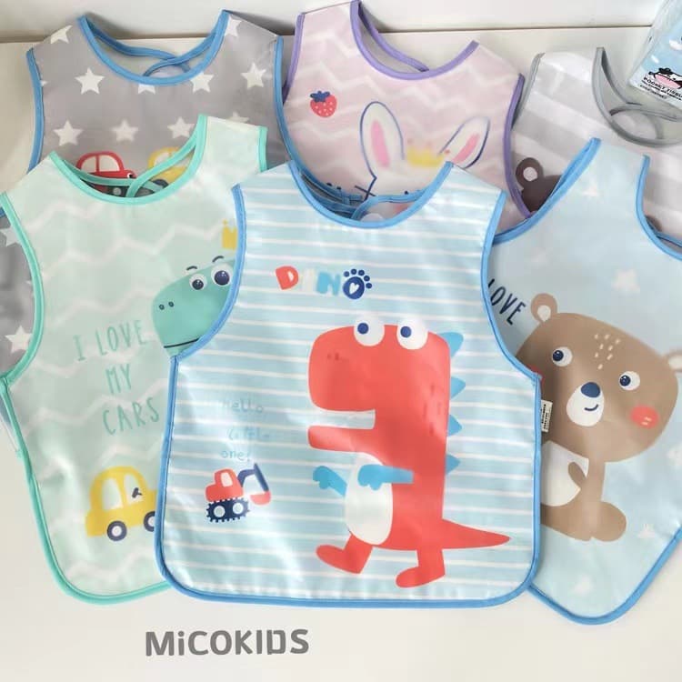 Baby Eating Bib Waterproof Coverall Anti-Dirty Boys Girls Sleeveless Bib Infant Reverse Wear Protective Vest Vest Style