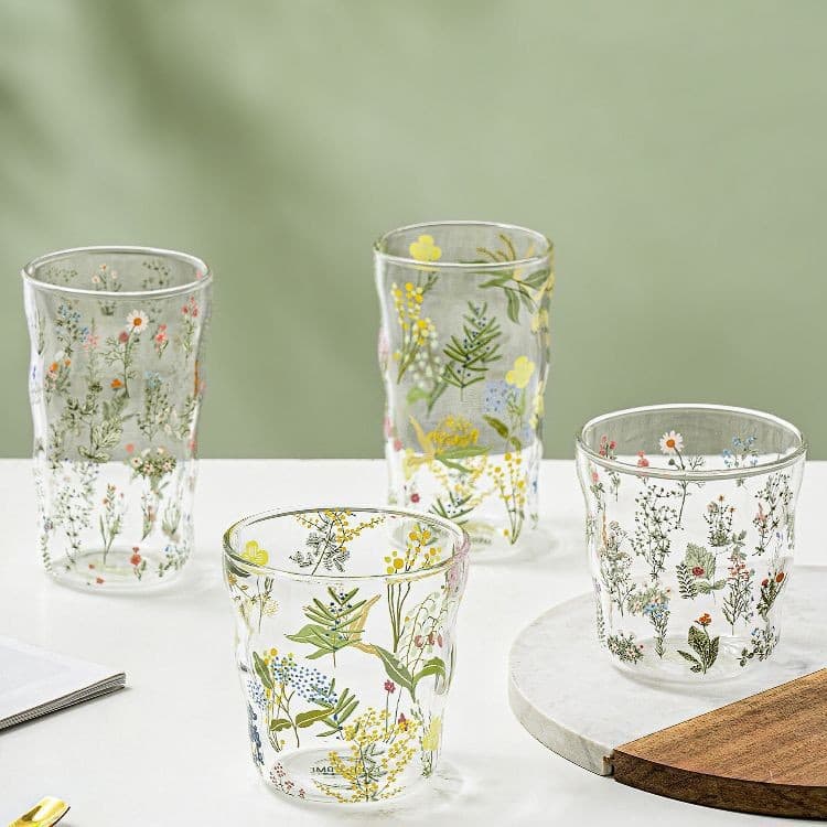Green Cloud Glass Cup, High-End Ins Style Juice Cup, Coffee Cup, Water Cup, Gift Cup for Home Use