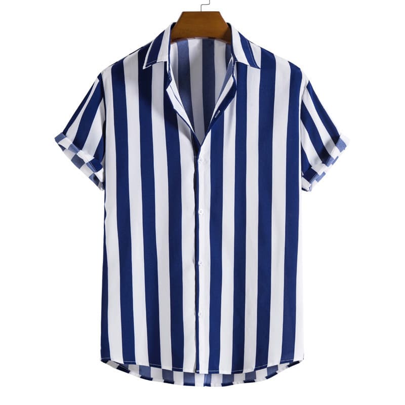2025 Summer New Men's Casual 3D Digital Striped Print Short Sleeve Shirt