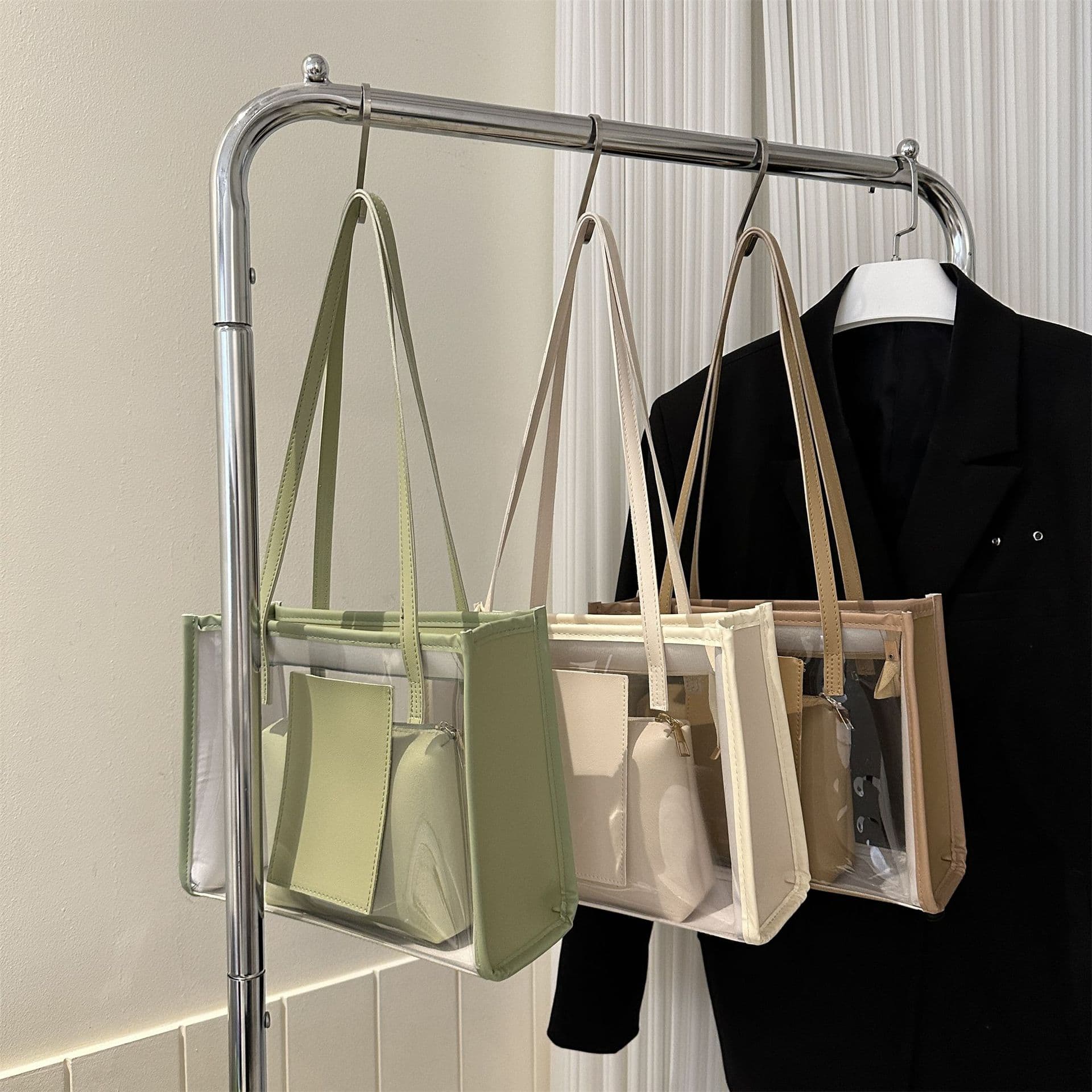 2023 New Transparent Tote Bag Jelly Bag Large Capacity Solid Color Versatile Handbag Underarm Bag Casual Shoulder Bag