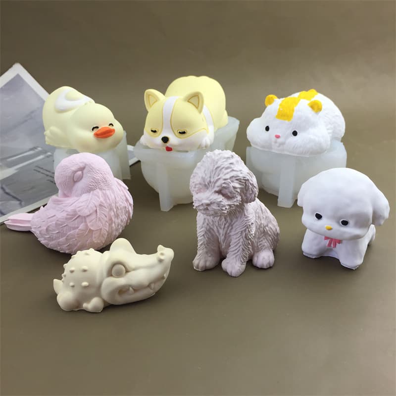DIY Hamster Corgi Parrot Hip Duck Crocodile Teddy Small White Dog Silicone Mold Mousse Cake Pudding Cheese