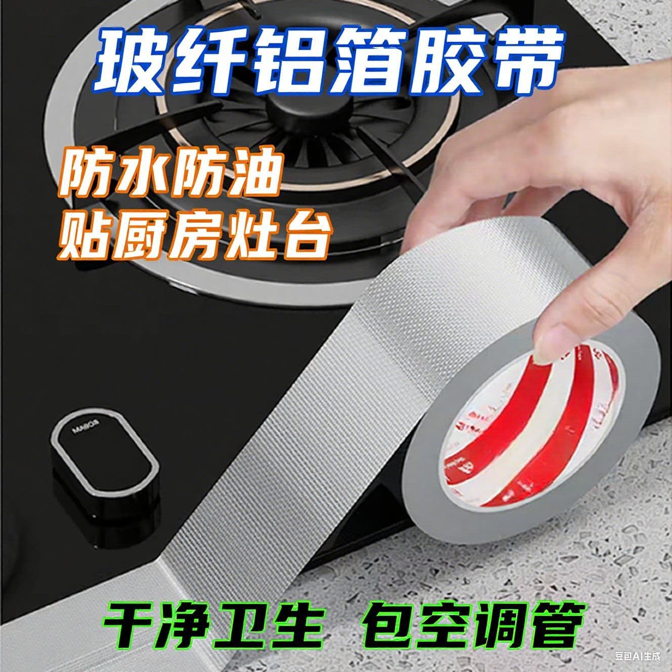 Fiberglass Aluminum Foil Tape Sealed Thickened Range Hood Duct Wrapping Stove High Temperature Resistant Pot Patch Water Heater