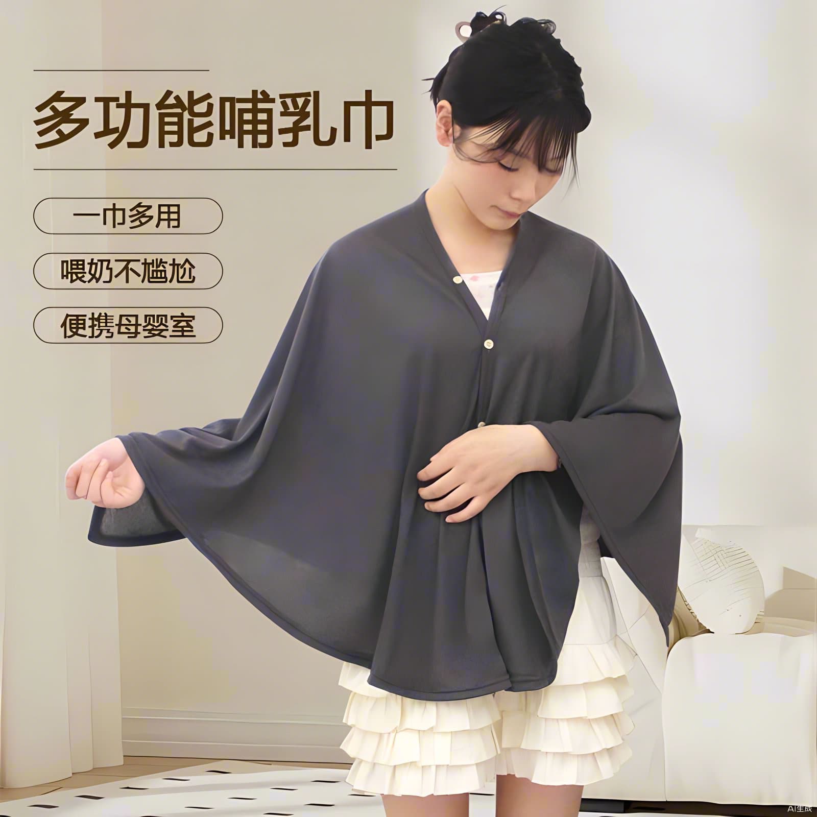 Postpartum Nursing Scarf Fashion Breastfeeding Cover Anti-Exposure Nursing Cape with Strap