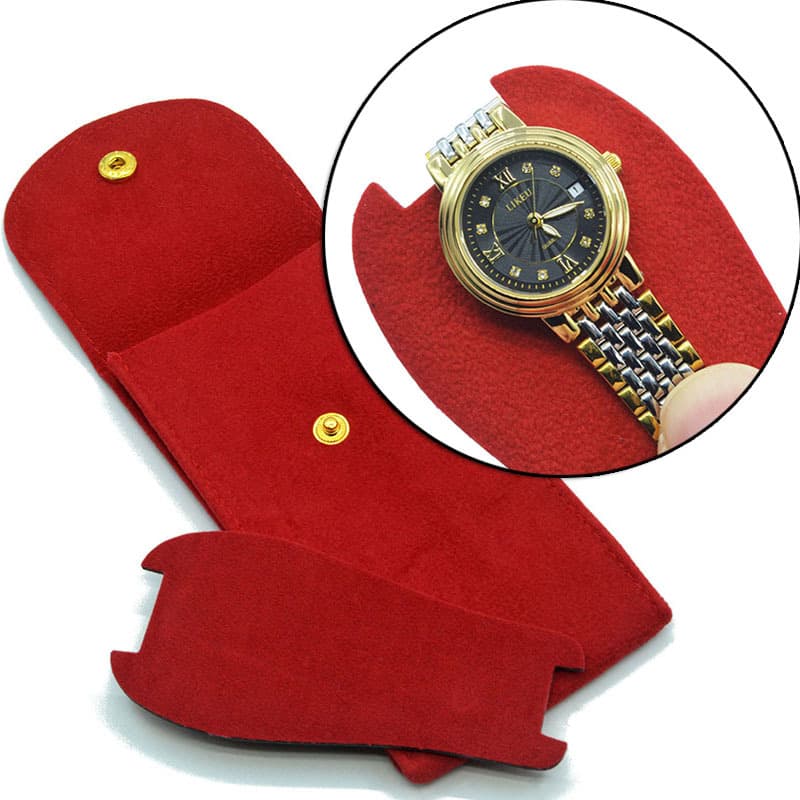 High-quality specific beaded velvet snap watch bag mechanical watch case anti-scratch portable thickened double-sided watch bag