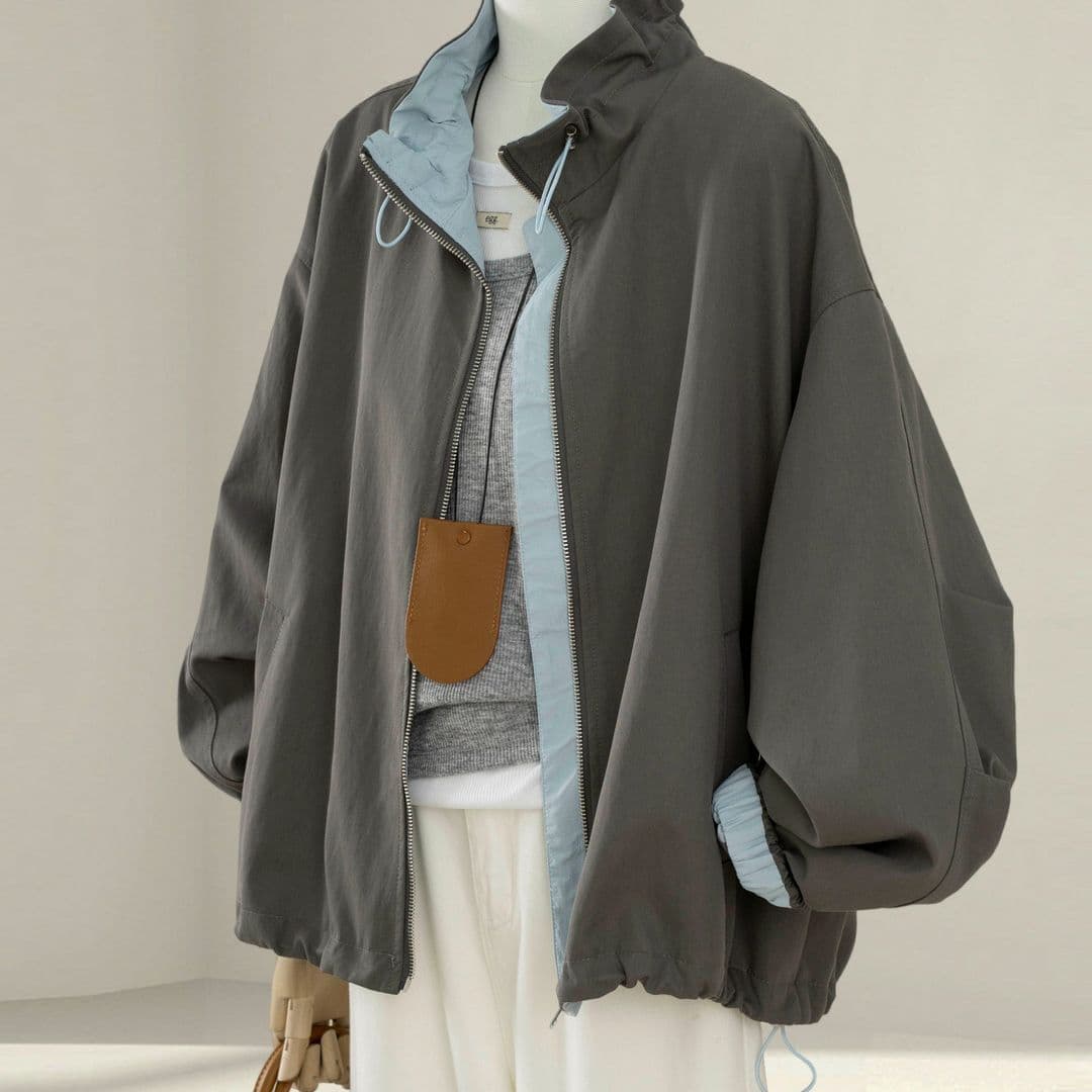 High-end Korean style relaxed stand-collar workwear jacket for petite women, new autumn 2025 style casual short jacket