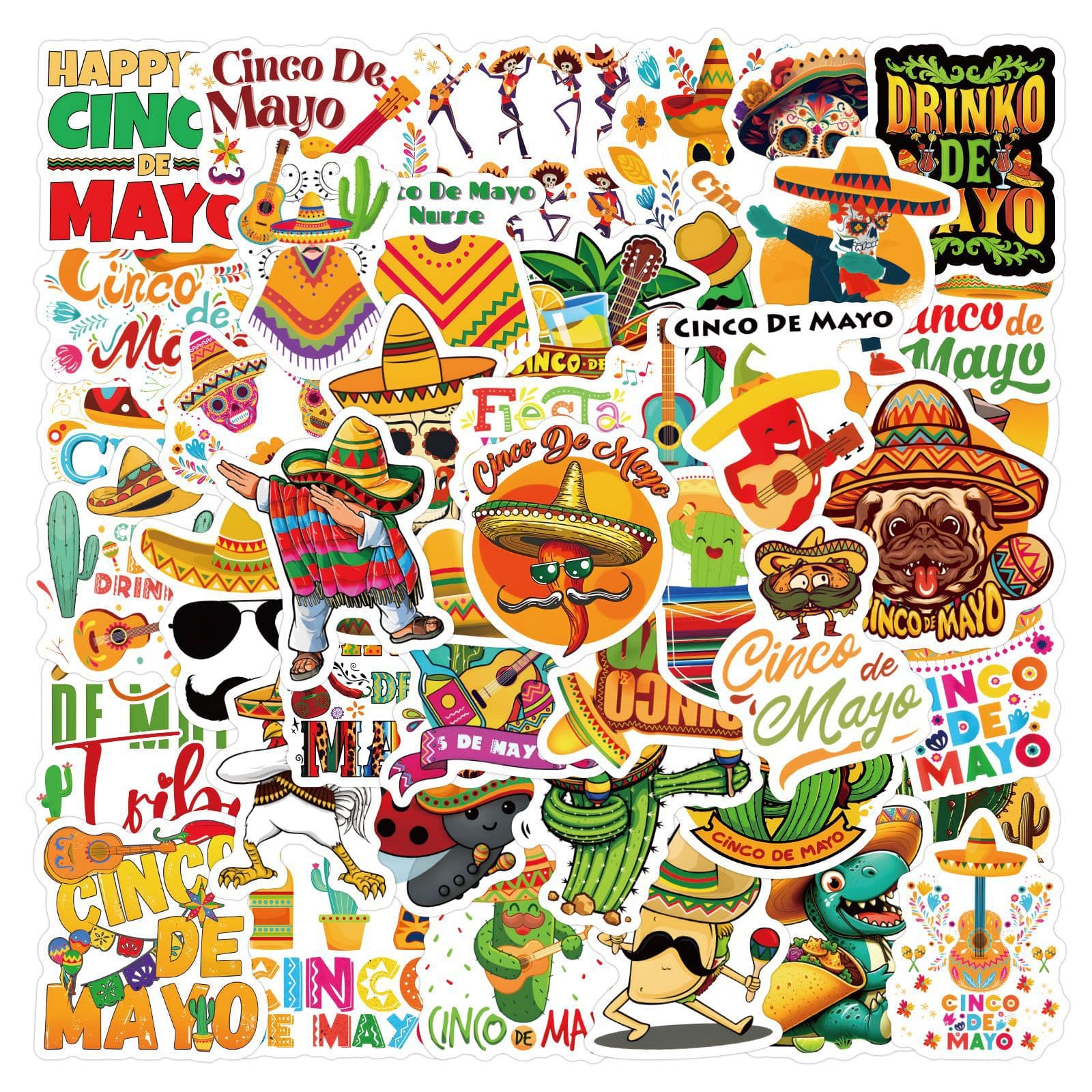 60 cartoon Cinco de Mayo stickers to decorate stationery, cups, computer waterproof stickers