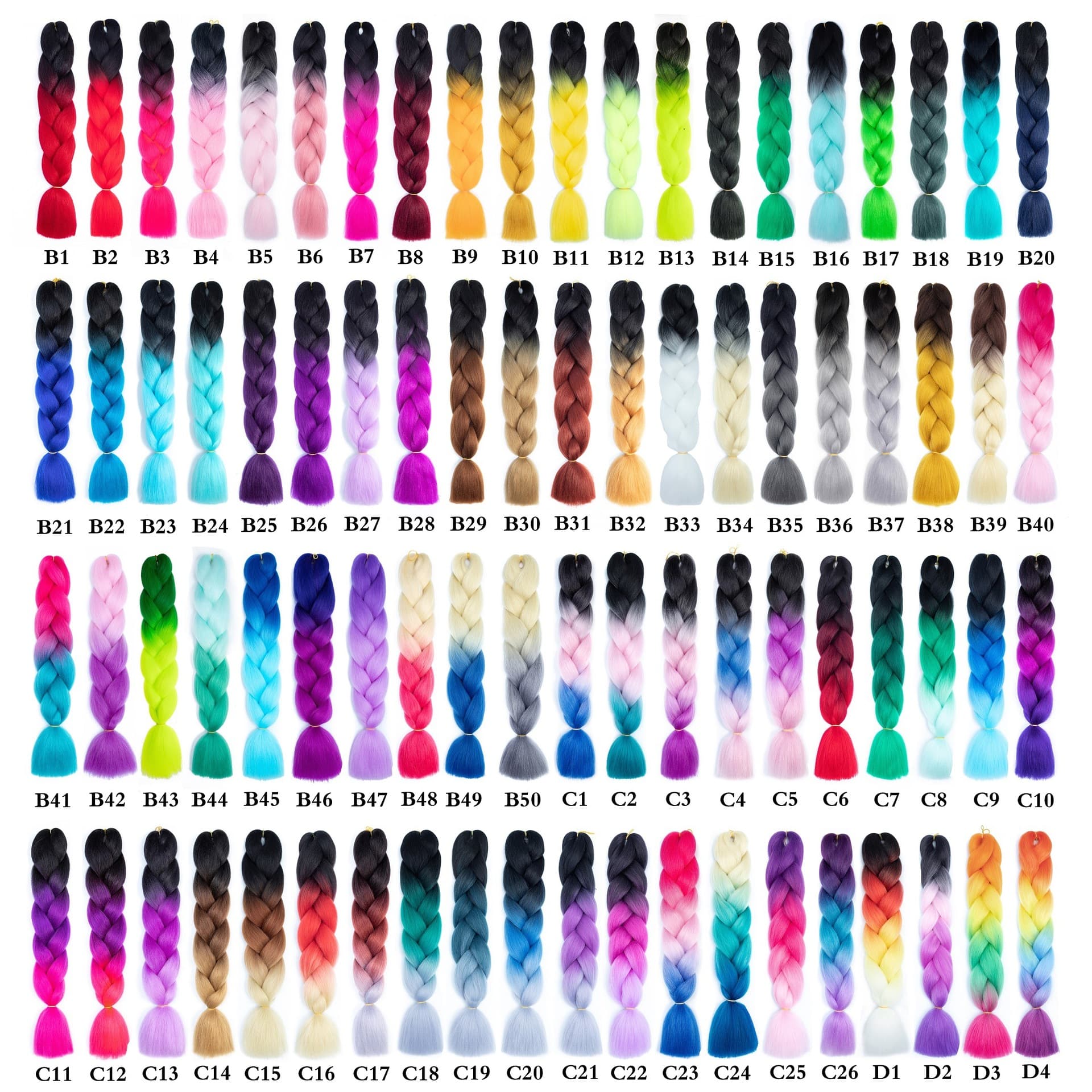 Colorful Gradient Dirty Braids Wig Synthetic Hair Large Braids Three-strand Fiber European Style For Personal Care